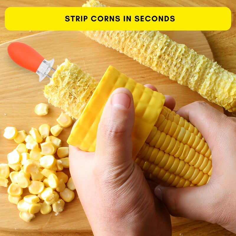 Kare Kind 8x Corn Holders, Stainless Steel Corn Cob Holders Corn on The Cob Holders Skewers, 1x Corn Cob Stripper, Corn Peeler for Corn on the Cob, Corn on the Cob Remover, Corn Skewers Kitchen Gadgets - Image 4